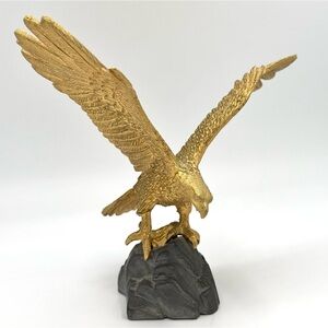 Vintage Carver E Tripp Golden Eagle on Pewter Rock Paper Weight #20054
